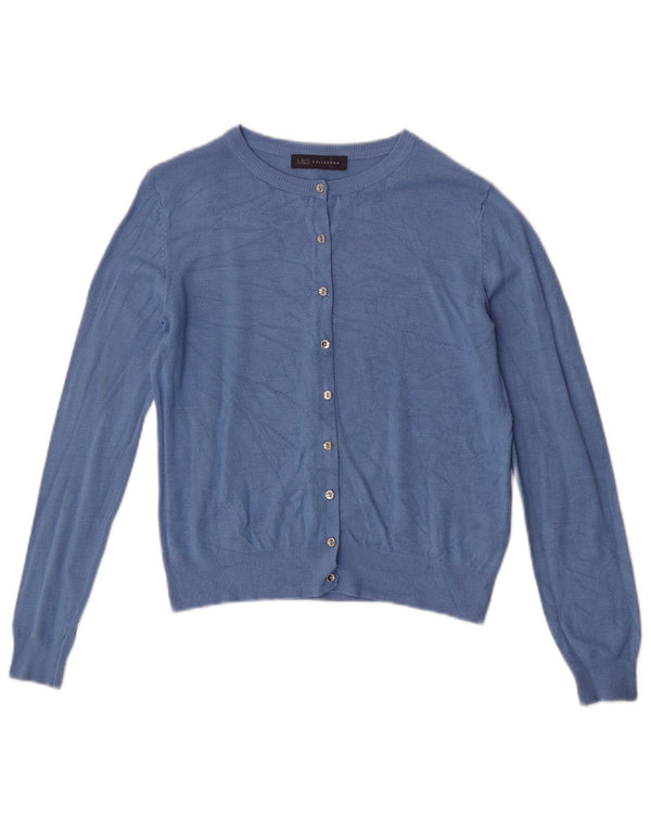 Maglione cardigan corto da donna Marks & Spencer UK 10 piccolo viscosa blu