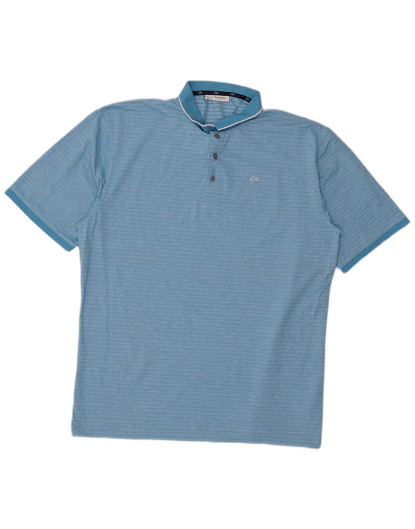 Polo da golf da uomo Calvin Klein 3XL in cotone a righe blu