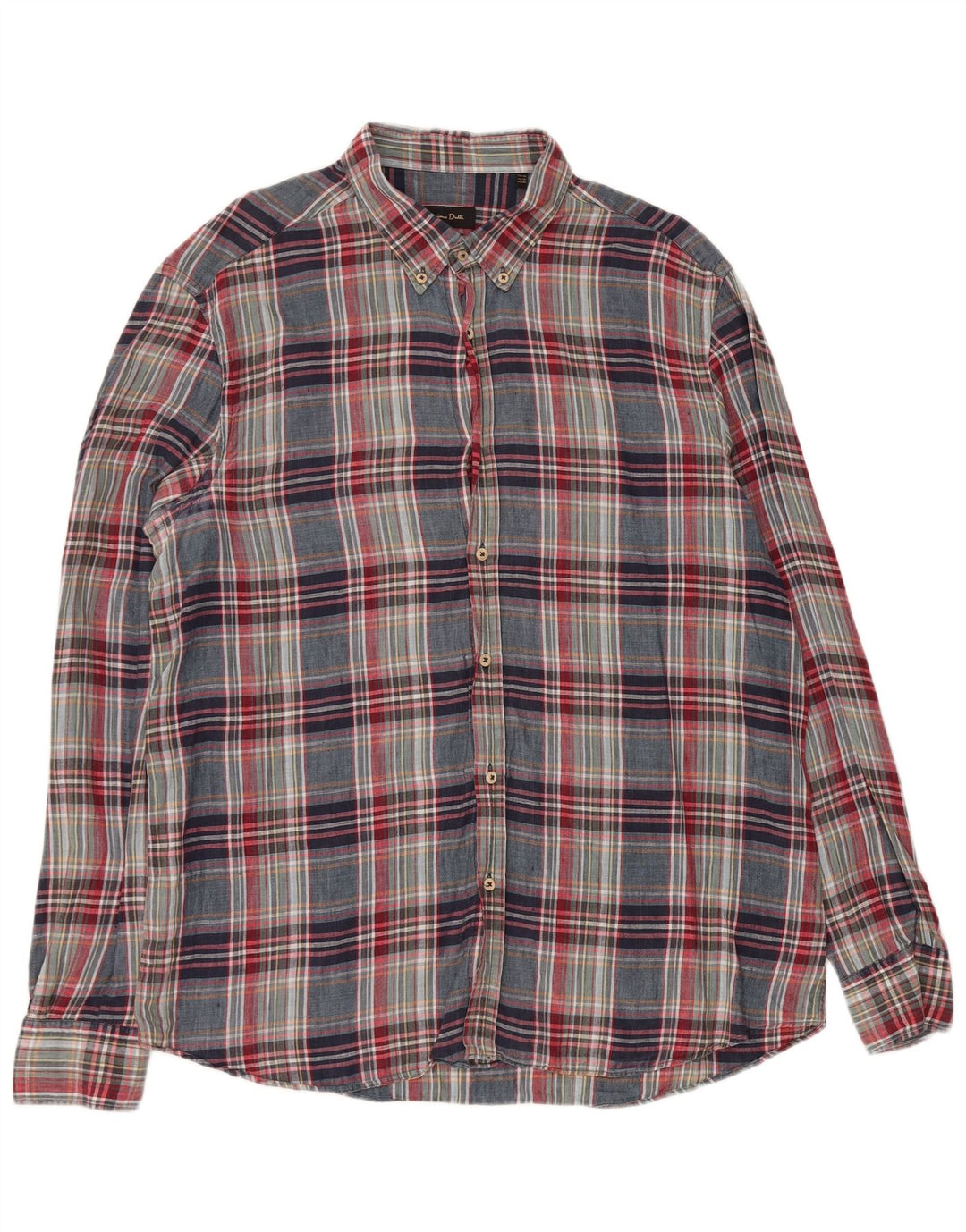 MASSIMO DUTTI Camicia da uomo 2XL Lino a quadri multicolore