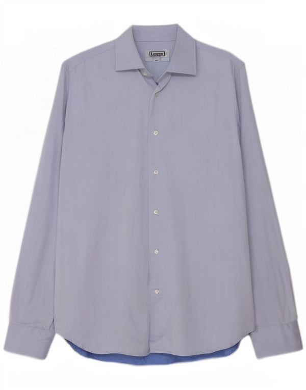 Camicia da uomo Egon Furstenberg taglia 41 16 grande cotone a spina di pesce blu