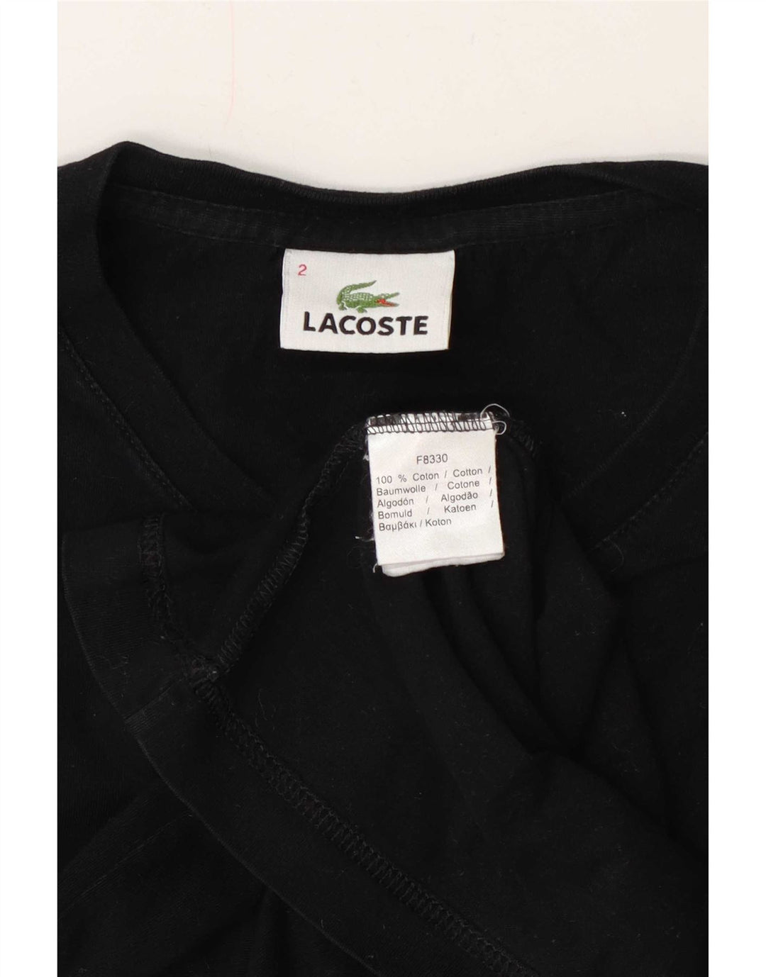 Top Lacoste da uomo a maniche lunghe taglia 2 XS in cotone nero