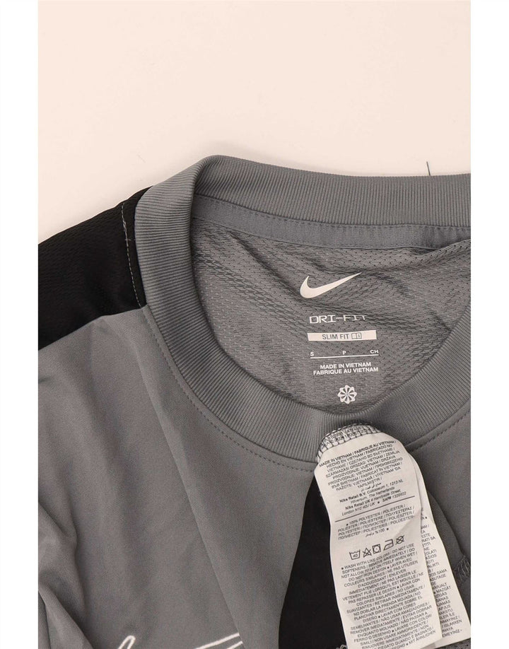 T-shirt Nike Dri Fit Slim Fit da uomo, piccola, in poliestere color block grigio