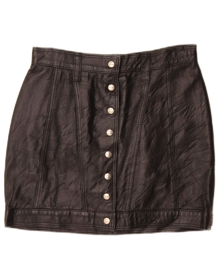 Mini gonna in pelle vintage da donna W26 piccola nera