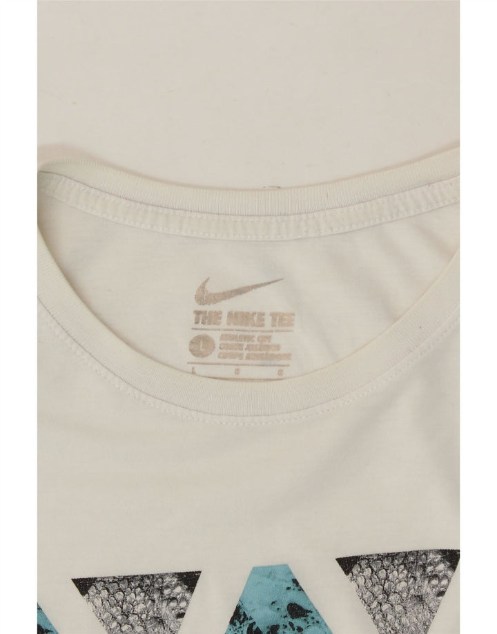 NIKE Mens Graphic T-Shirt Top Large White Vintage Nike and Second-Hand Nike from Messina Hembry 