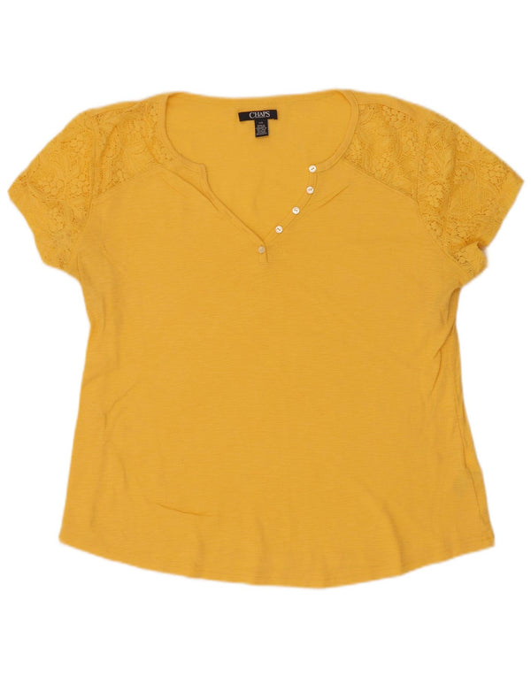 T-shirt da donna Chaps Top UK 16 grande nylon floreale giallo