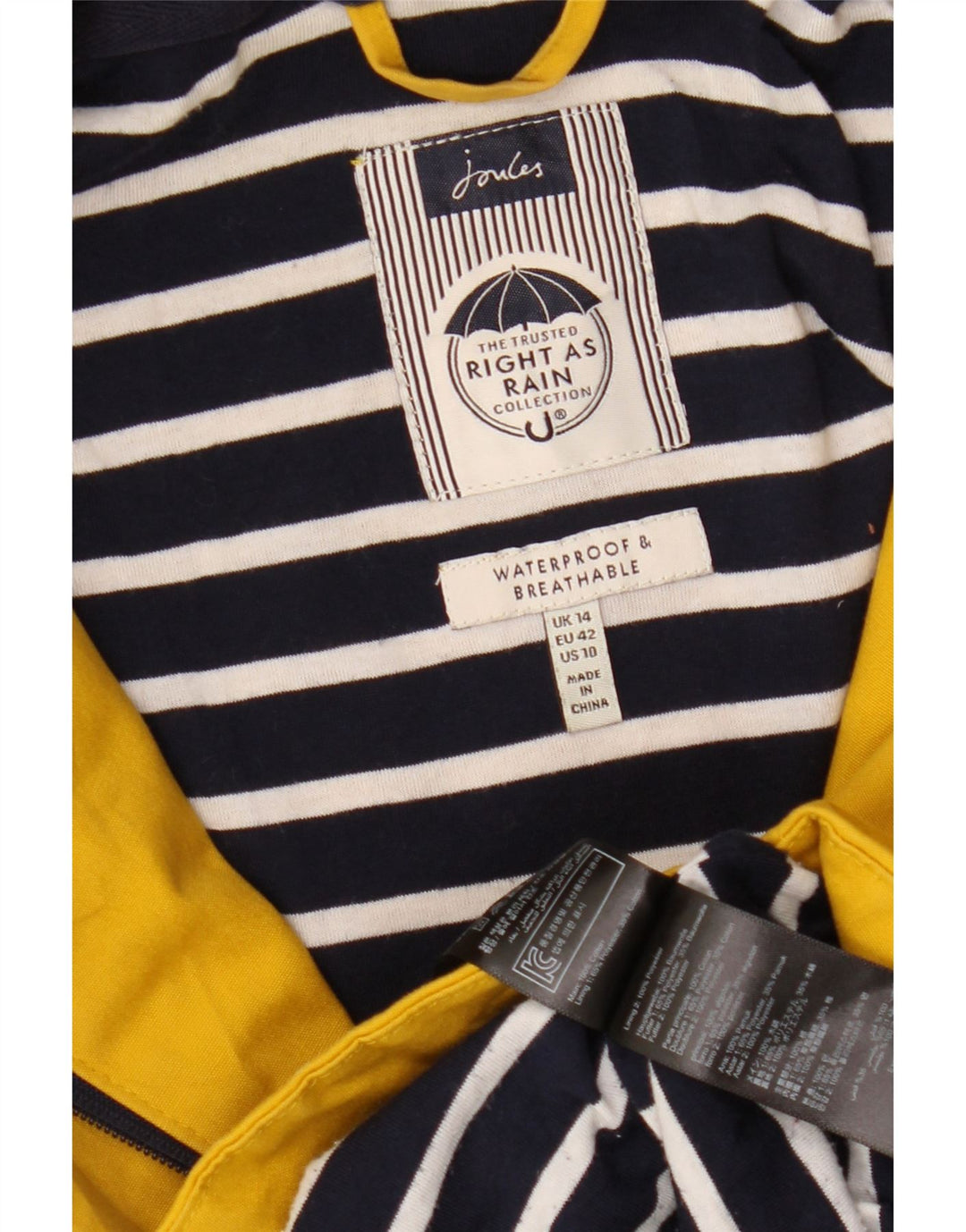 JOULES Impermeabile con cappuccio da donna UK 14 Large Giallo Poliestere