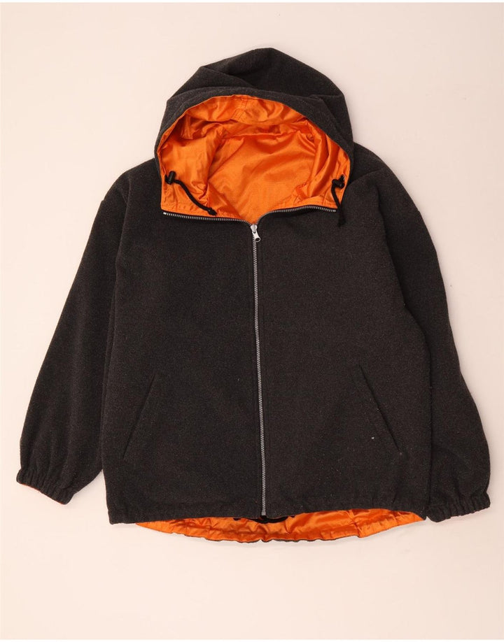Giacca da sci reversibile con cappuccio vintage da ragazzo 15-16 anni in nylon arancione