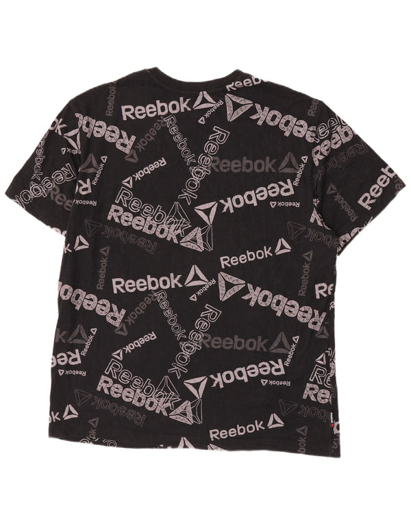 T-shirt grafica da uomo Reebok Top grande in cotone nero