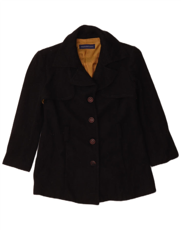 Giacca Blazer 4 Bottoni Donna Trussardi Jeans IT 46 Large Blu Navy in Lana