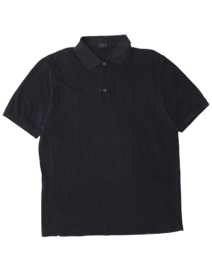Polo da uomo Hugo Boss grande in cotone blu navy