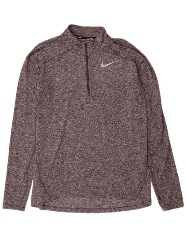 Maglia da tuta Nike Dri Fit Zip Neck Pullover da uomo in poliestere grigio medio