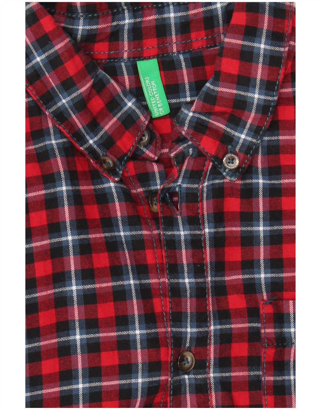 BENETTON Mens Flannel Shirt Small Red Check