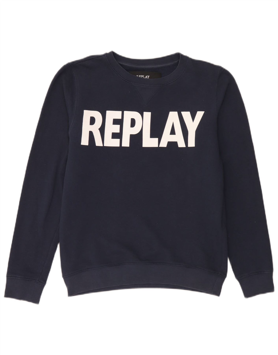 Replay Felpa con grafica da uomo Maglione medio in cotone blu navy