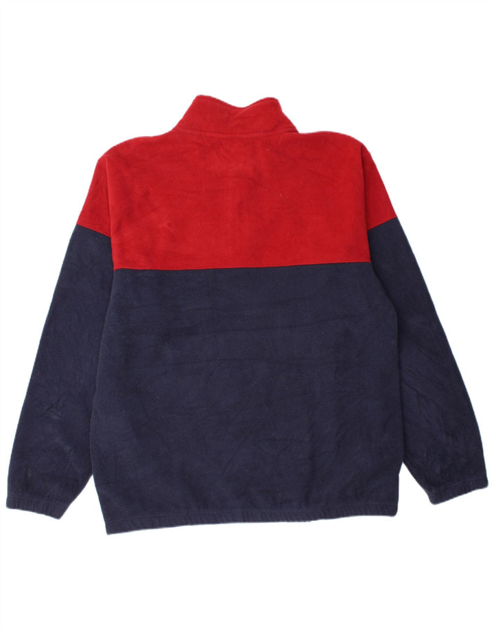IZOD Mens Zip Neck Fleece Jumper Large Navy Blue Colourblock Polyester