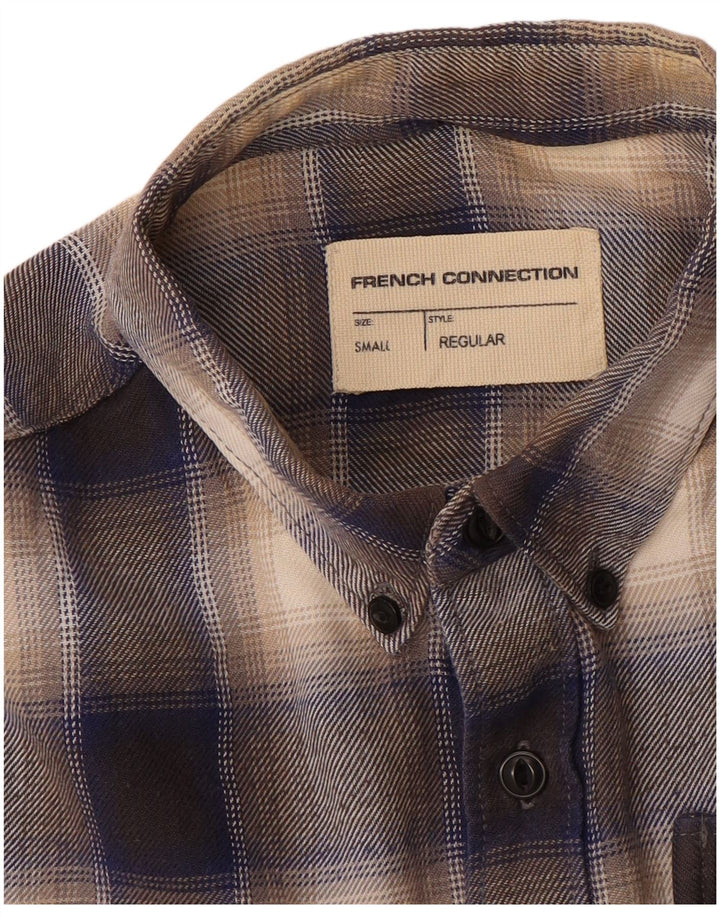 Camicia da uomo in flanella vestibilità regolare French Connection a quadri marroni piccoli