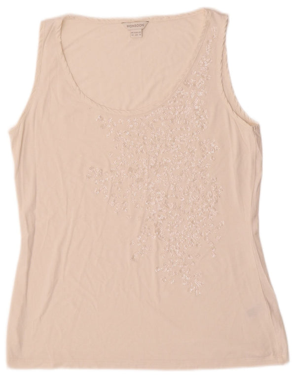 MONSOON Womens Vest Top UK 12 Medium  White Viscose