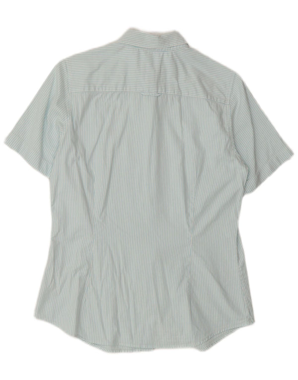 GANT Camicia a maniche corte da donna UK 12 Cotone gessato blu medio