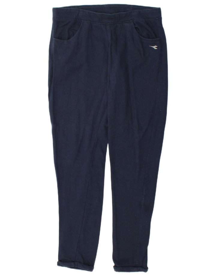 DIADORA Pantaloni da tuta da donna UK 14 Large Blu Navy in cotone