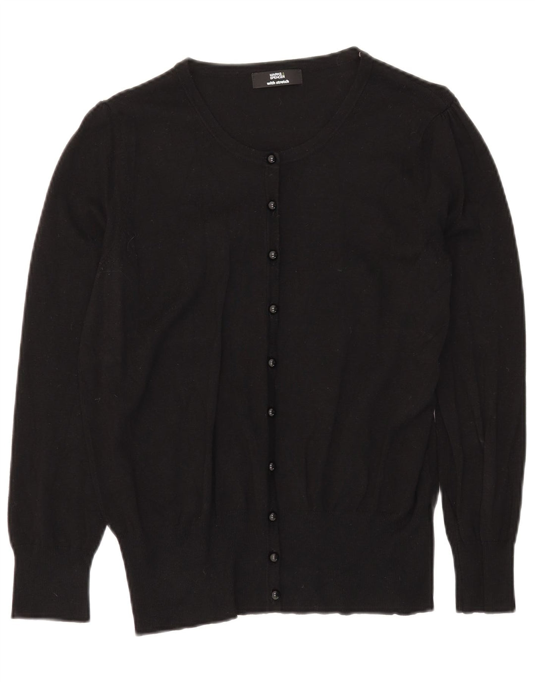 Maglione cardigan da donna Marks & Spencer UK 16 grande viscosa nera