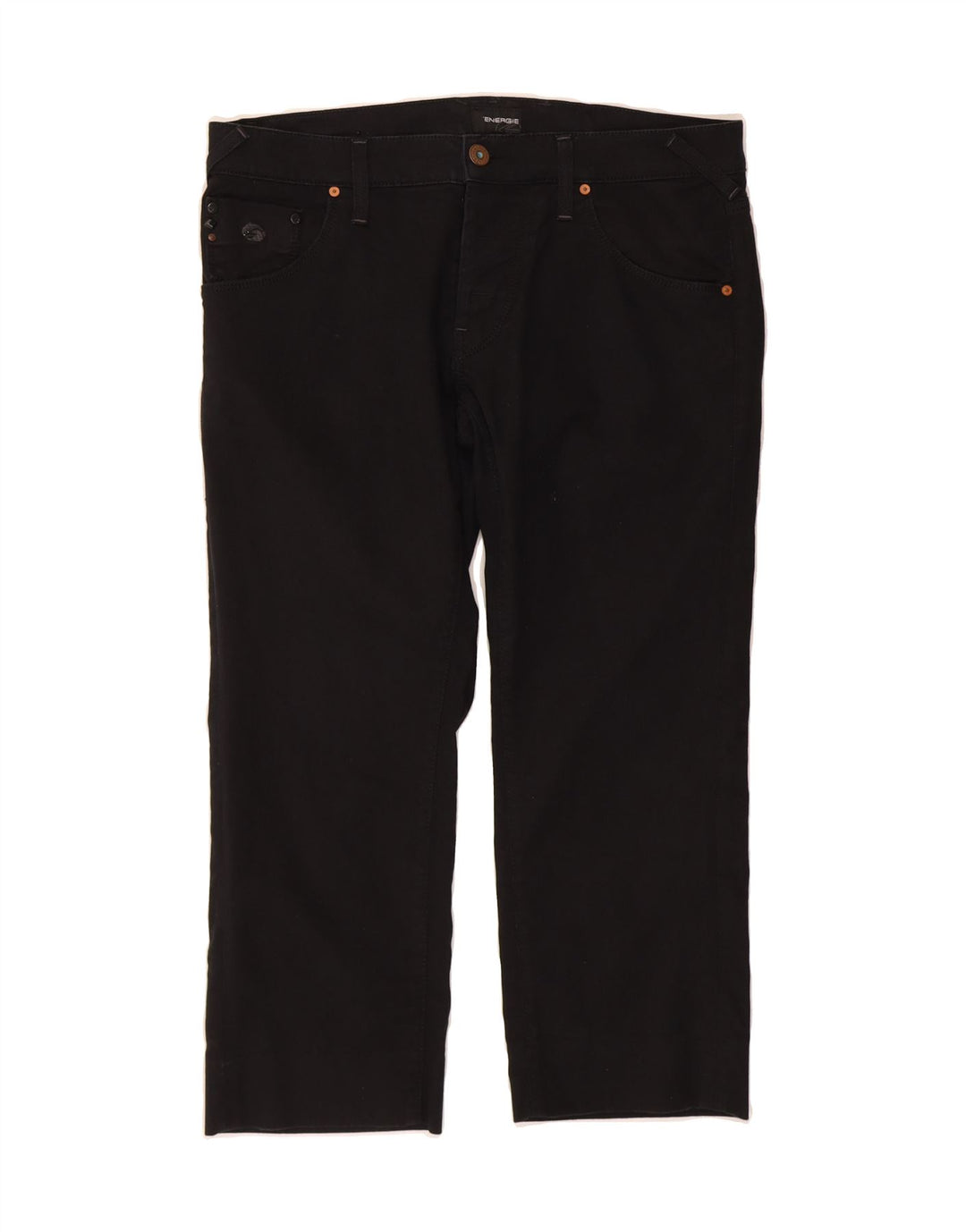 ENERGIE Womens Cropped Jeans W36 L24 Black Cotton Vintage Energie and Second-Hand Energie from Messina Hembry 