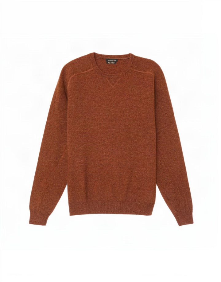 Maglione maglione girocollo da uomo Massimo Dutti in lana marrone medio