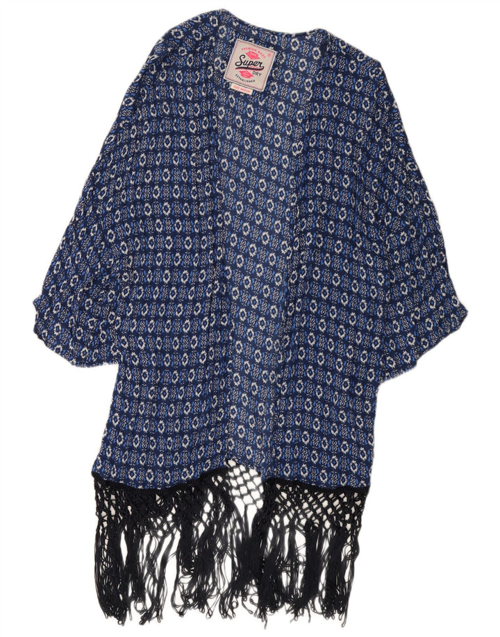 Top cardigan lungo da donna con maniche a 3/4 SUPERDRY UK 14 Paisley blu medio