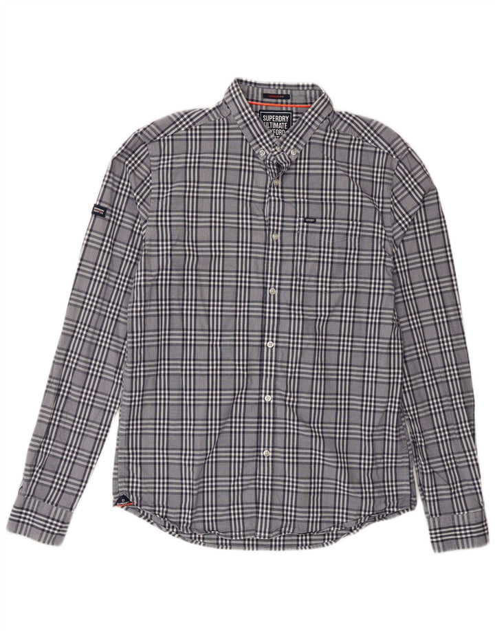 Camicia da uomo Regular Fit Superdry, cotone a quadri blu grandi