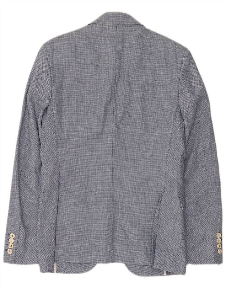 Giacca blazer a 2 bottoni da uomo Zara EU 46 piccolo lino blu pied de poule