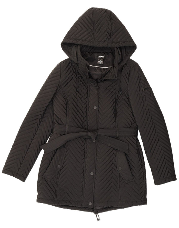 Giacca a vento con cappuccio da donna Dkny UK 12 Chevron medio nero