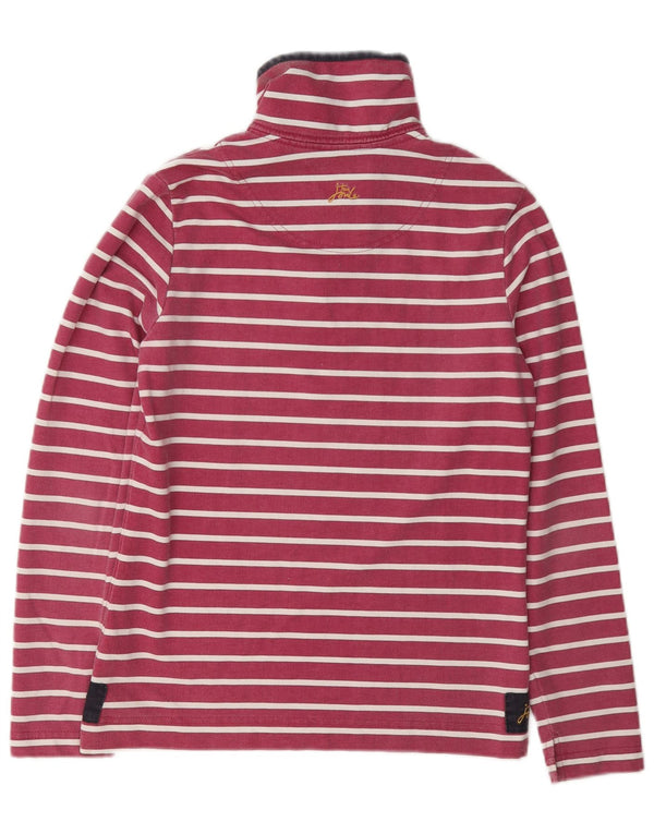 Joules Felpa da Donna con Zip Collo Maglione UK 8 Piccolo Cotone a Righe Rosa