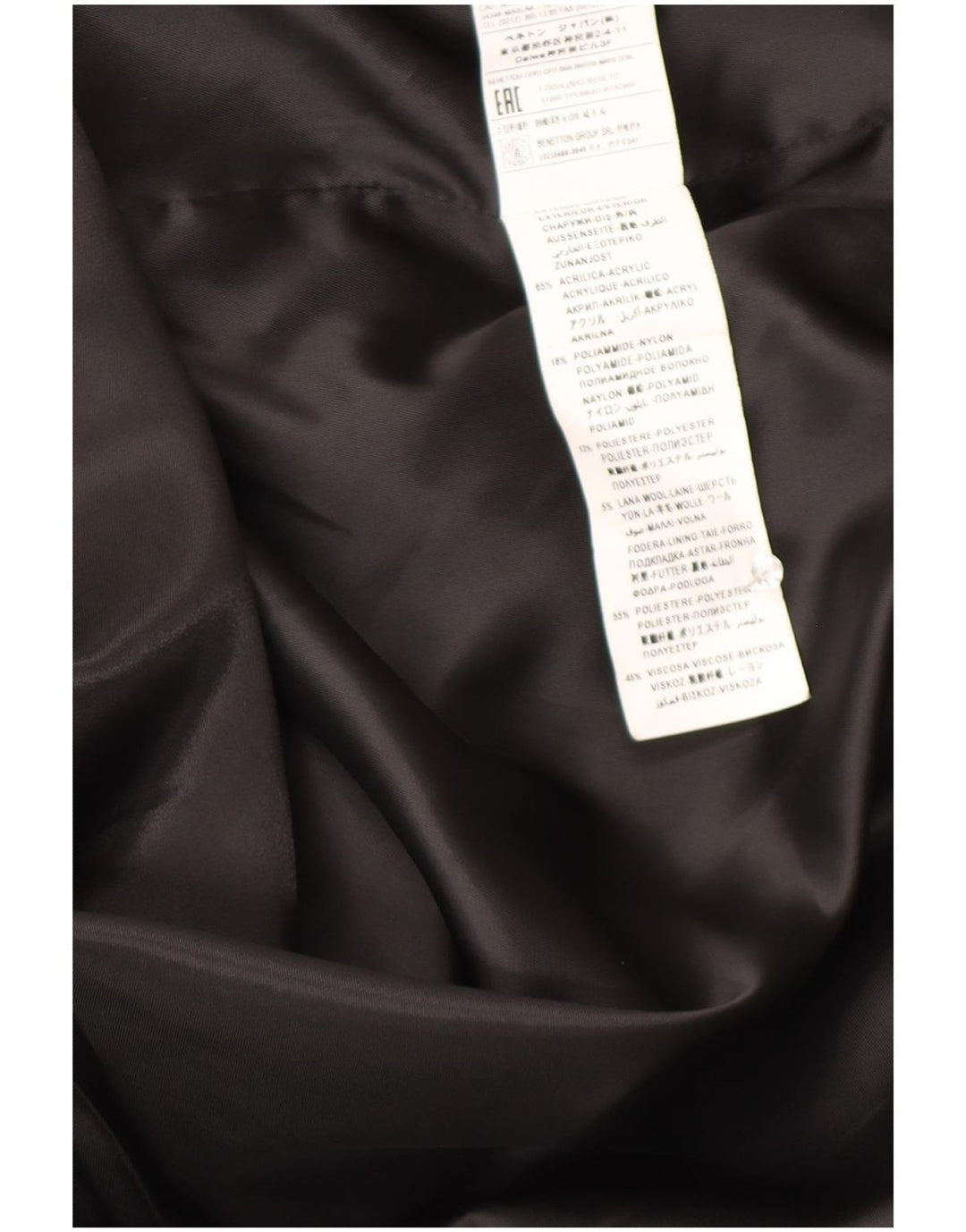 Soprabito oversize da donna Benetton UK 10 piccolo acrilico pied de poule nero