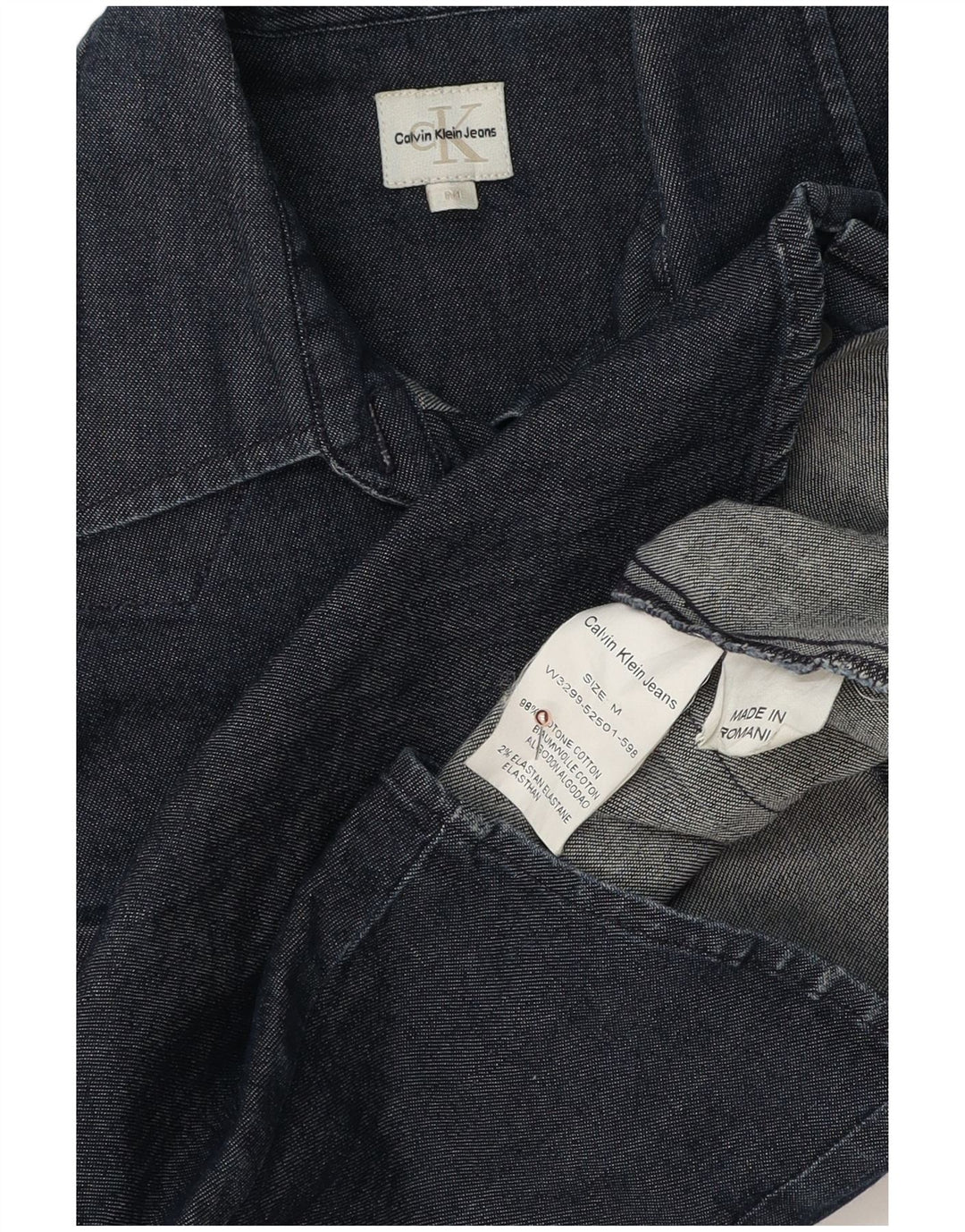 CALVIN KLEIN JEANS Camicia di jeans da donna UK 12 Medio Blu Navy Cotone