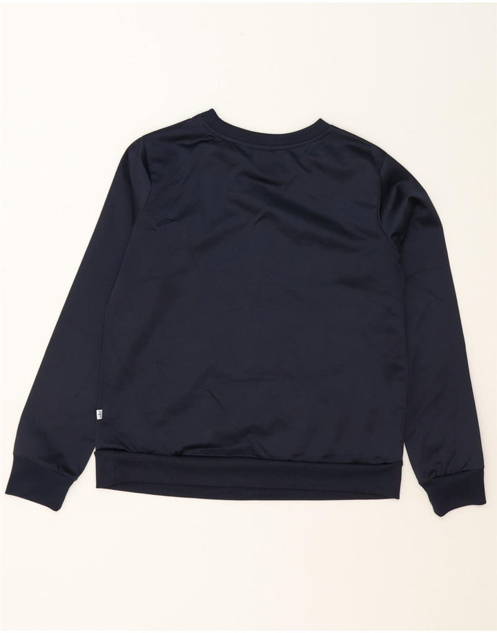 ADIDAS Womens Oversized Graphic Sweatshirt Jumper UK 10 Small  Navy Blue Vintage Adidas and Second-Hand Adidas from Messina Hembry 