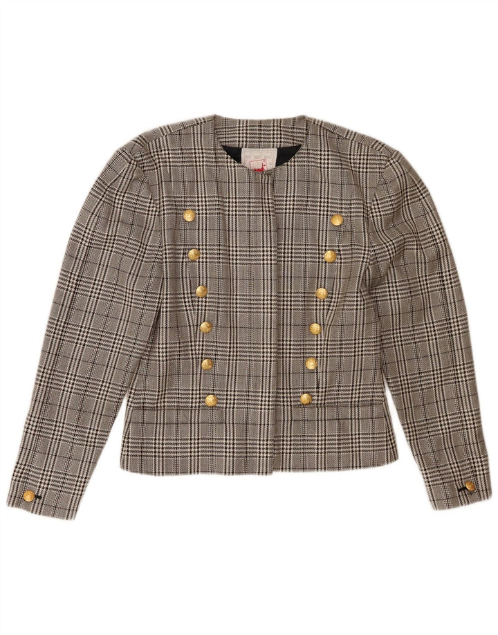 MONDI Womens Double Breasted Blazer Jacket EU 38 Medium Grey Houndstooth