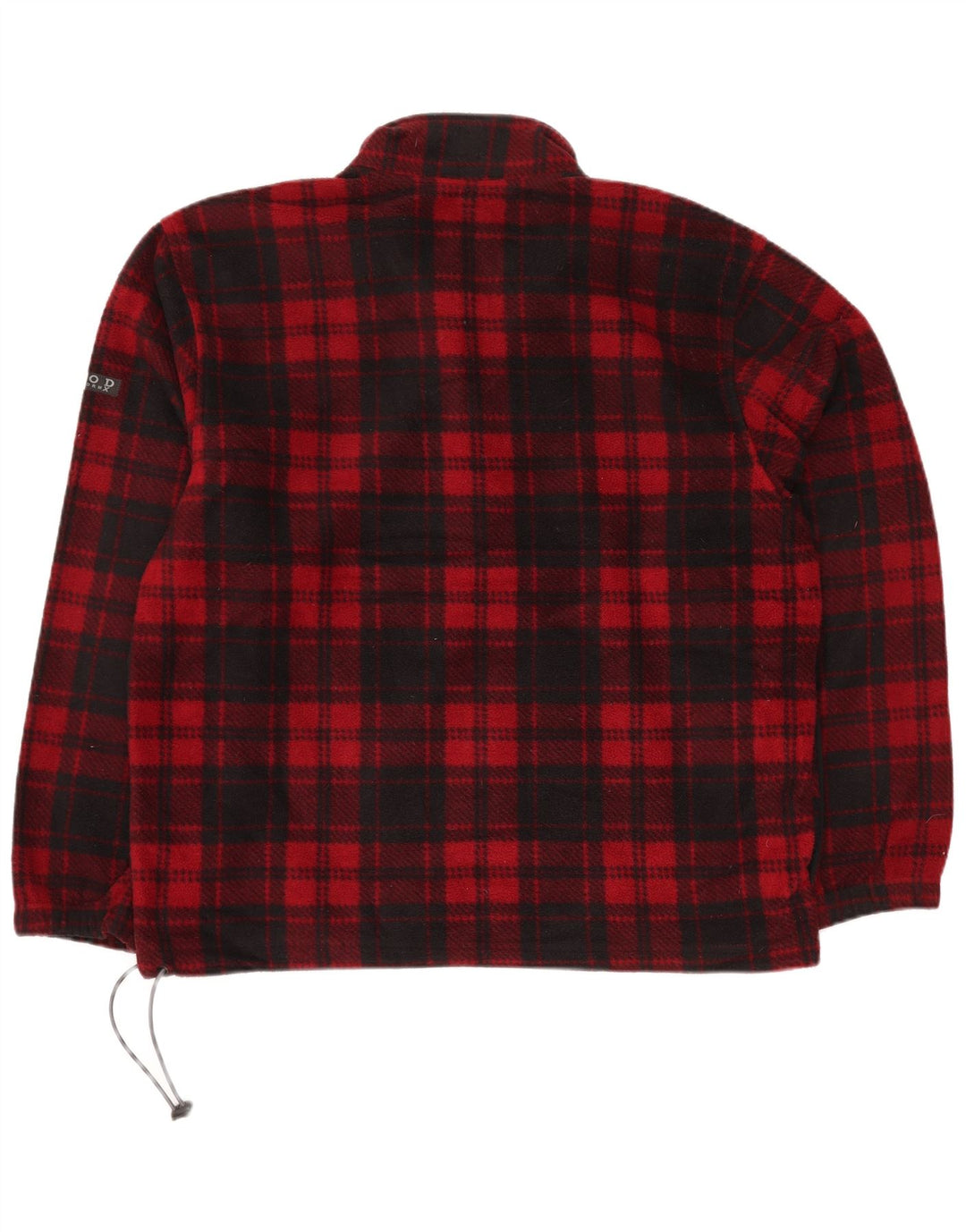 Maglione in pile da uomo con zip e collo Izod, grande poliestere scozzese rosso