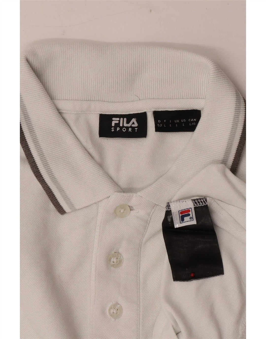 Polo da uomo a maniche lunghe Fila Large in cotone bianco