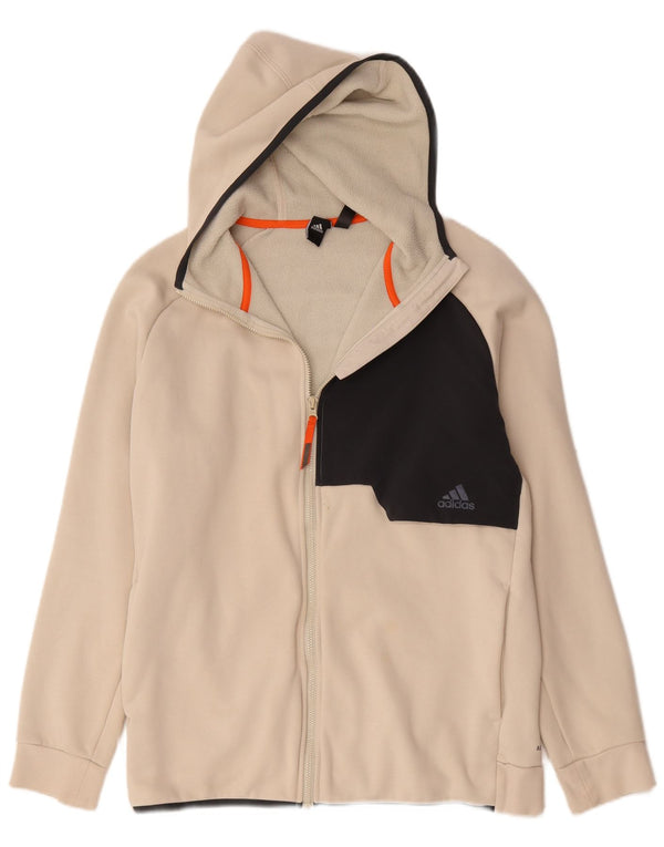 Felpa con cappuccio e zip Adidas Aeroready da uomo, grande, in cotone color block beige
