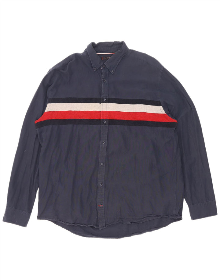 Camicia da uomo Regular Fit Tommy Hilfiger 2XL Blu Navy Colourblock