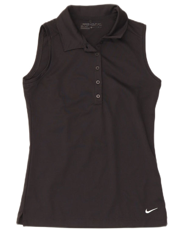 Polo senza maniche da golf da donna Nike UK 6 XS poliestere nero