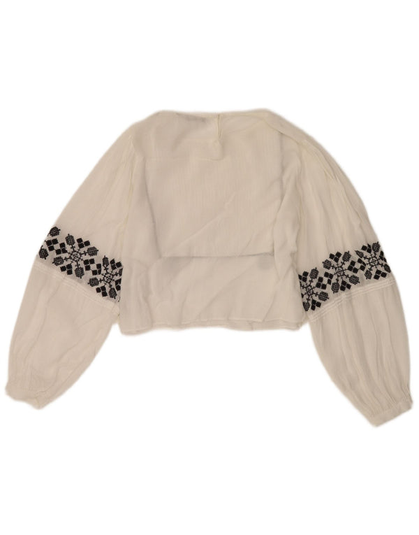 Top corto in camicetta corta da donna Zara UK 10 piccolo viscosa floreale bianca