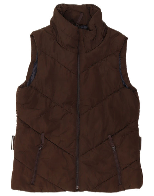 Gilet imbottito da donna ZARA UK 14 grande marrone poliestere
