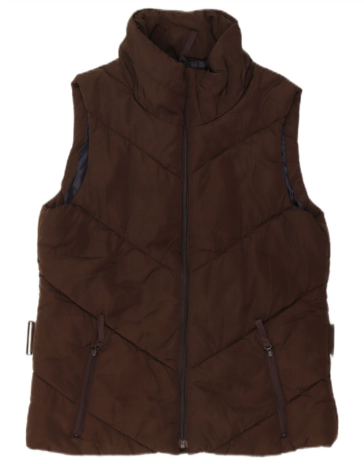 Gilet imbottito da donna ZARA UK 14 grande marrone poliestere