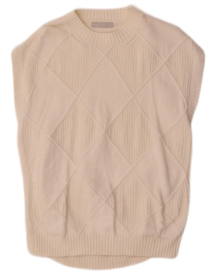 Canotta da uomo Marks & Spencer, media, cotone a rombi/diamante, bianco sporco