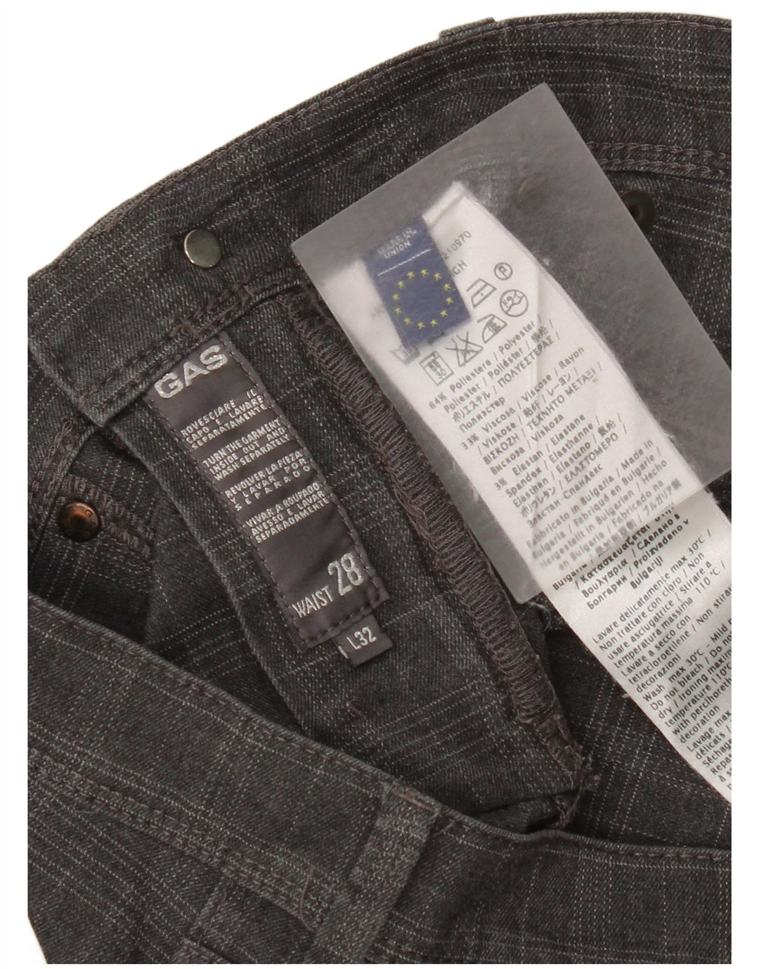 Pantaloni casual slim da donna Gas W28 L32 poliestere a quadri grigi