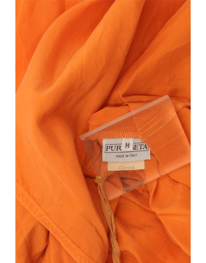 Gonna a portafoglio vintage da donna media W28 in seta arancione
