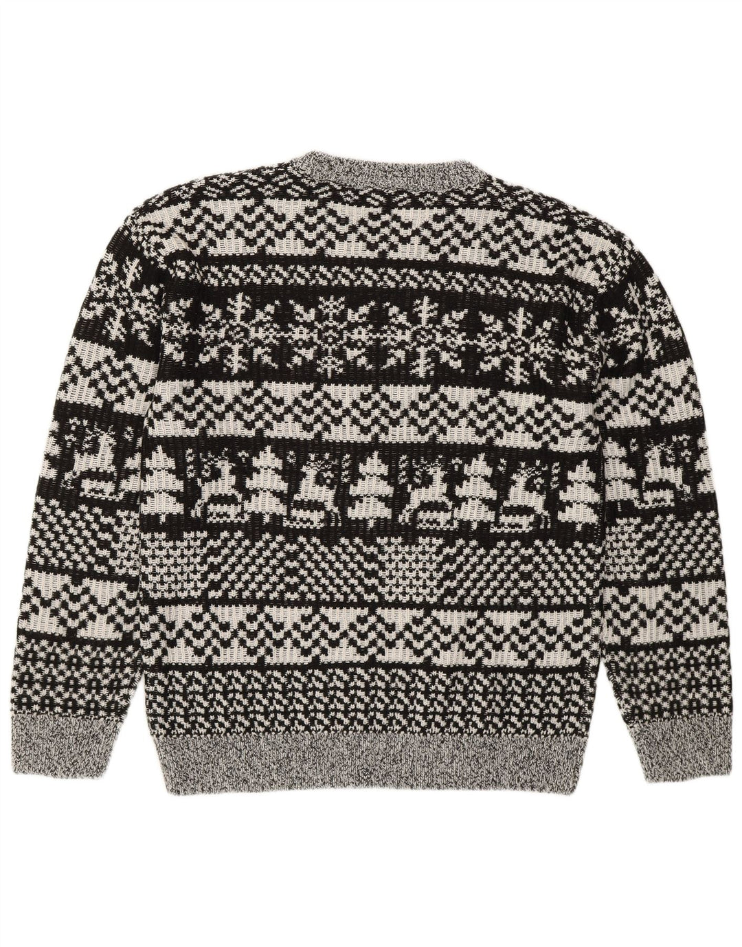Maglione maglione girocollo da uomo vintage grigio medio Fair Isle