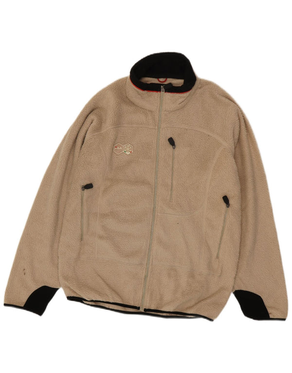 Giacca in pile da uomo Fila UK 40 Large Beige Colourblock Poliestere