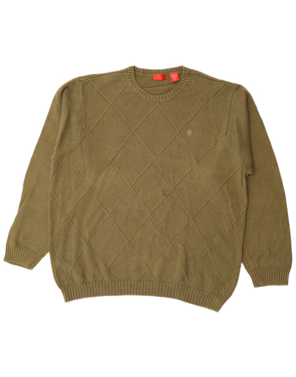 Maglione maglione girocollo da uomo Izod XL in cotone kaki