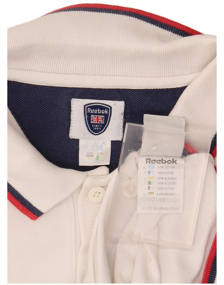 Polo Reebok da uomo grande in cotone bianco
