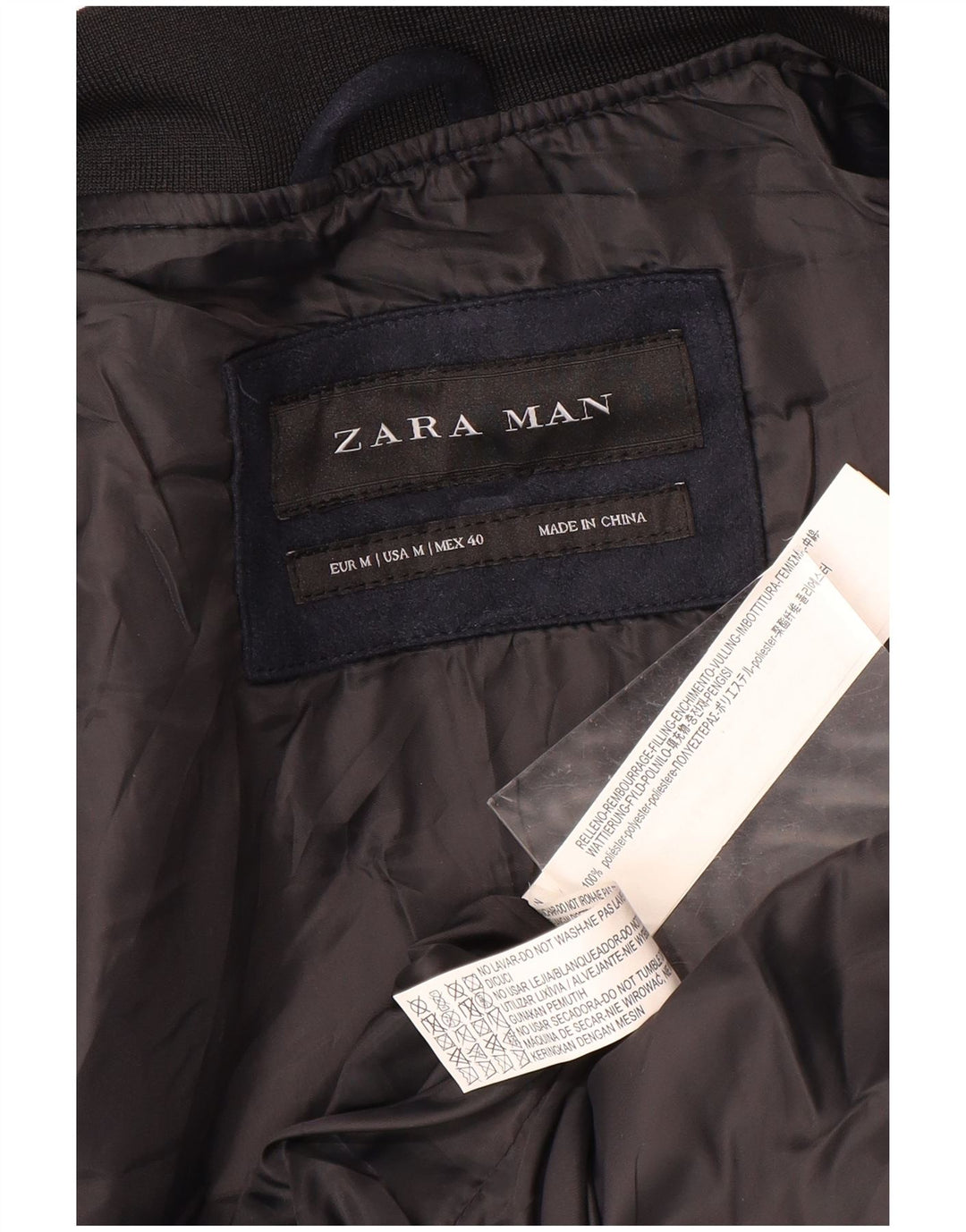 Giacca trapuntata da uomo Zara UK 38 poliestere blu navy medio